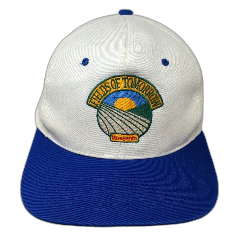 TC Snapback Hat White Blue Monsanto Fields of Tomorrow Quantum Wheat One Size